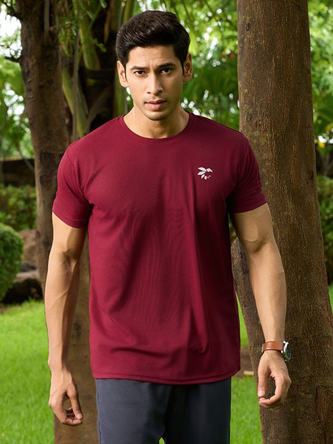 

Fashion FRICKS Men Biker Henley Neck Pockets T-shirt, Maroon