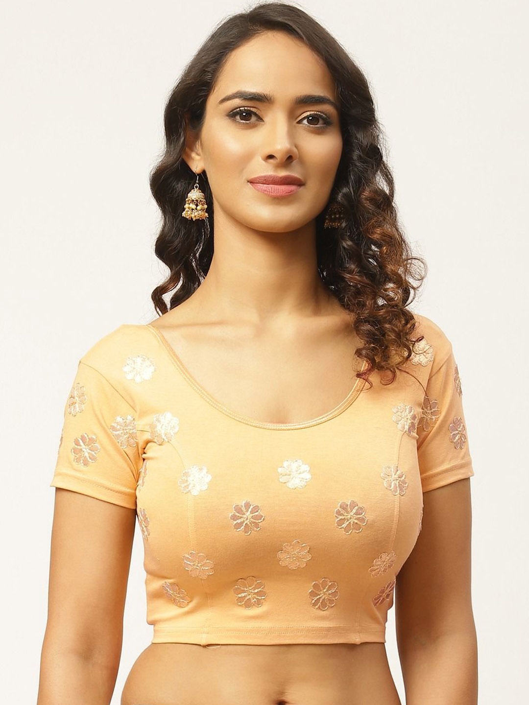 

VASTRANAND Cotton Gotta Patti Stretchable Saree Blouse, Beige