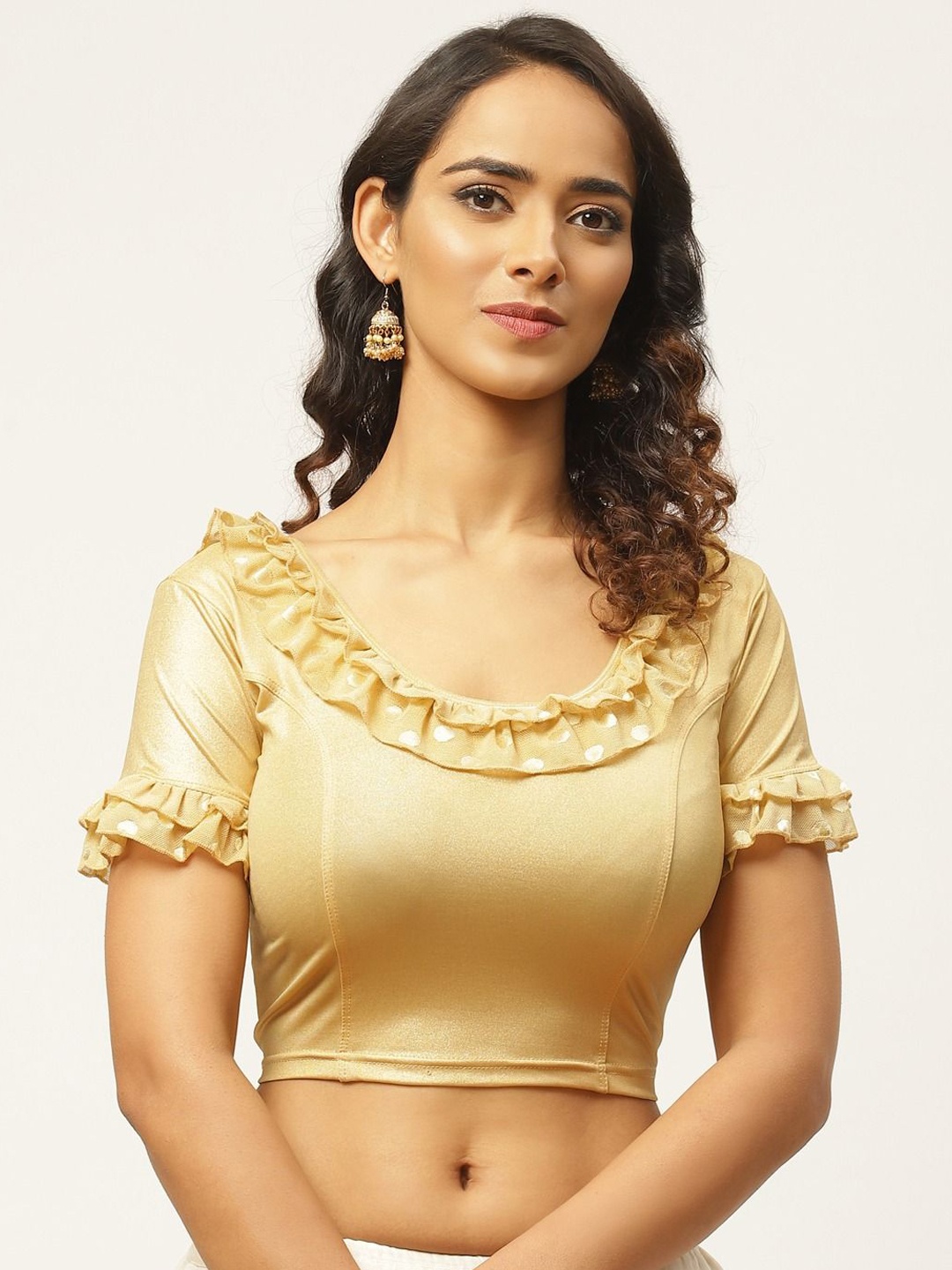 

VASTRANAND Women Round Neck Stretchable Saree Blouse, Gold