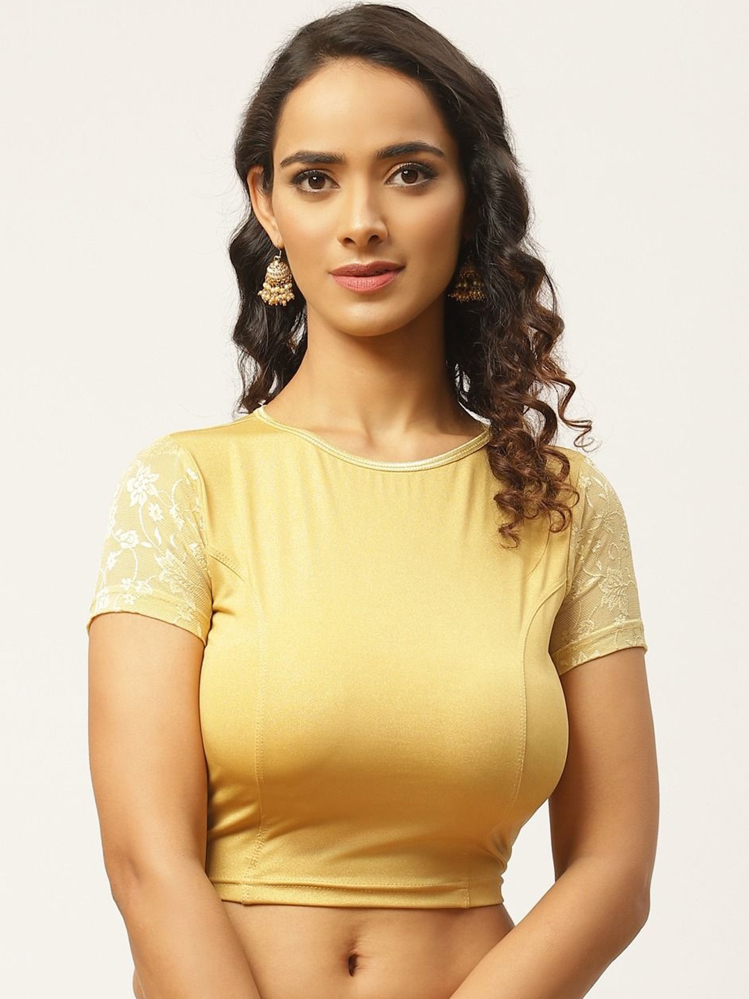 

VASTRANAND Women Round Neck Stretchable Saree Blouse, Gold