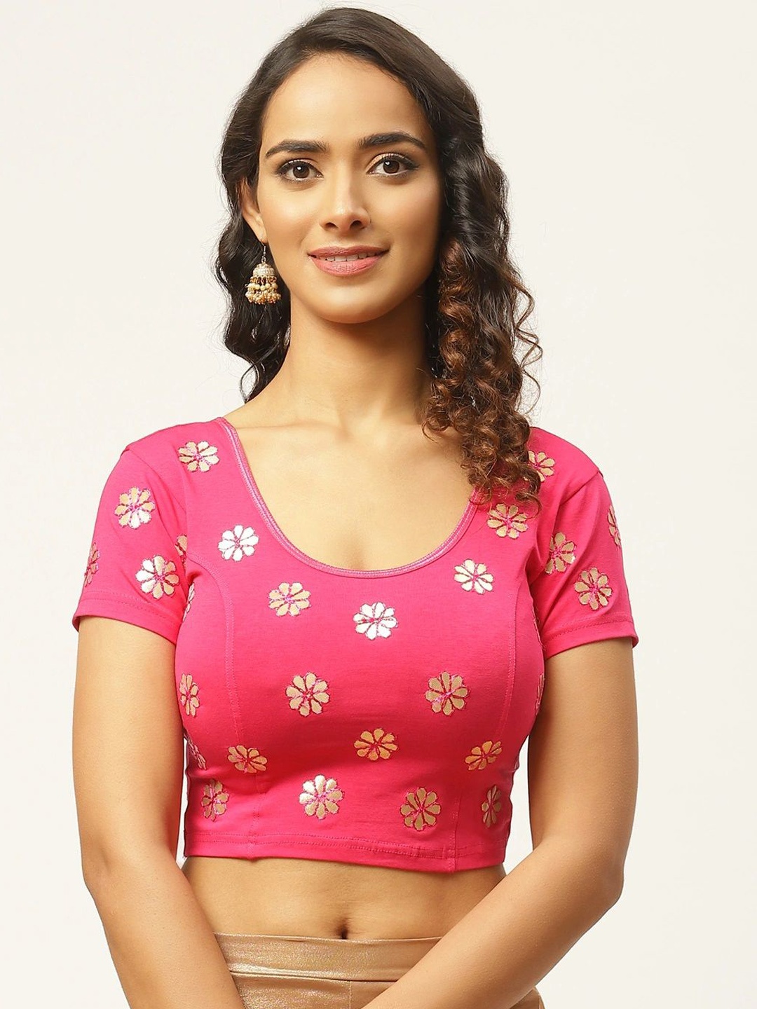 

VASTRANAND Women Gotta Patti Stretchable Saree Blouse, Pink