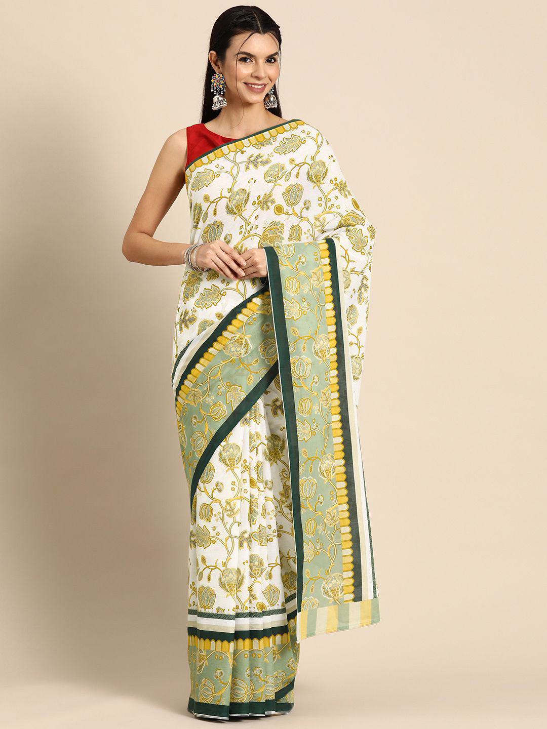 

BUTA BUTI Ethnic Motif Pure Cotton Saree, Yellow