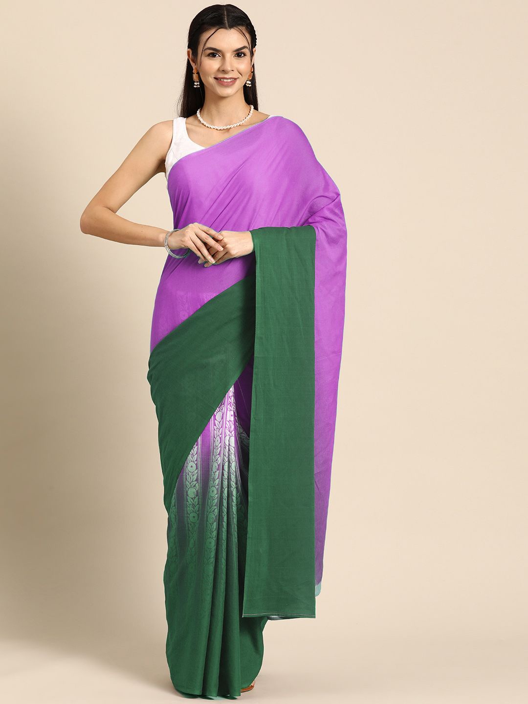 

BUTA BUTI Ethnic Motif Ombre Pure Cotton Saree, Pink