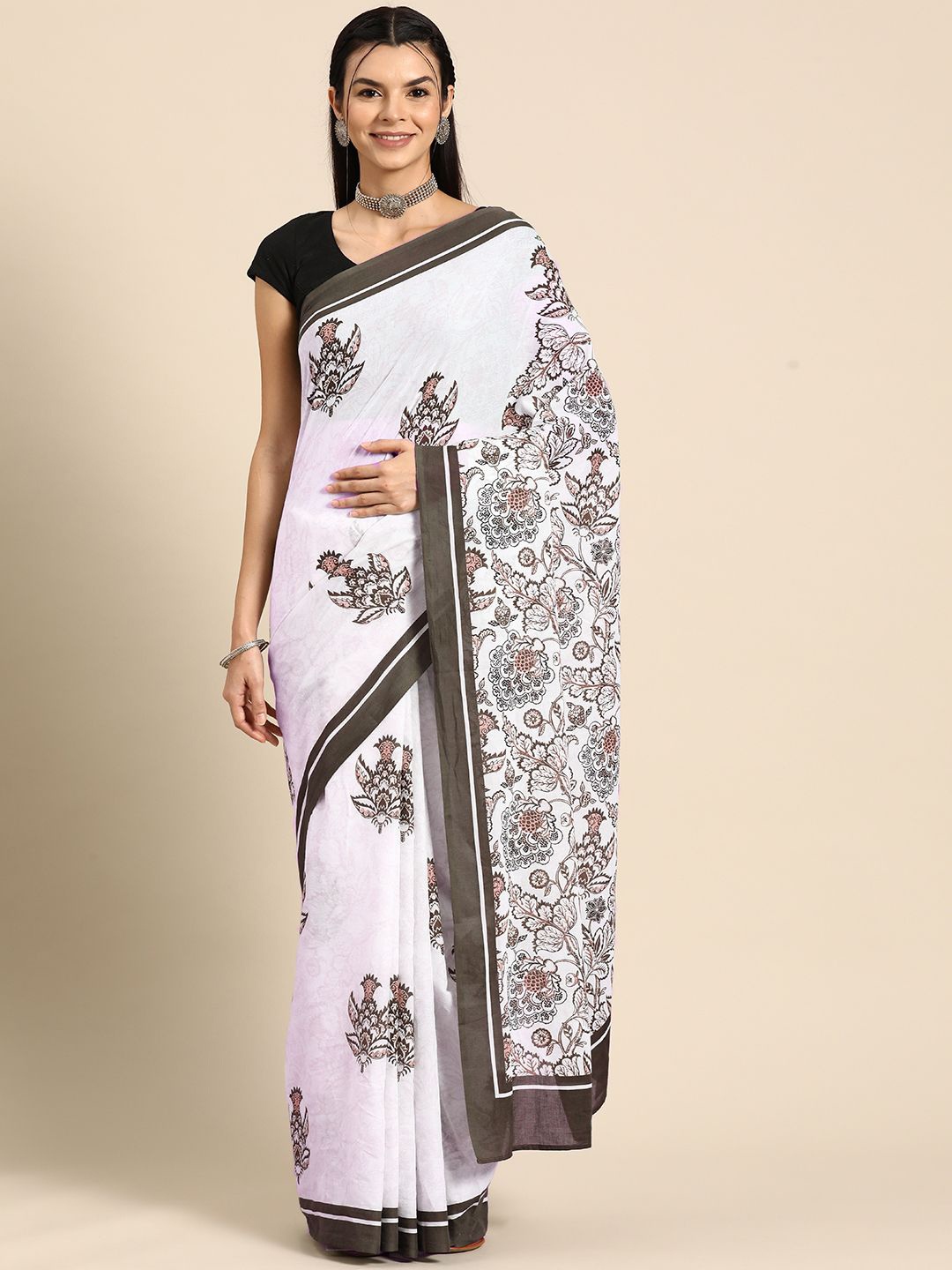 

BUTA BUTI Ethnic Motif Pure Cotton Saree, White