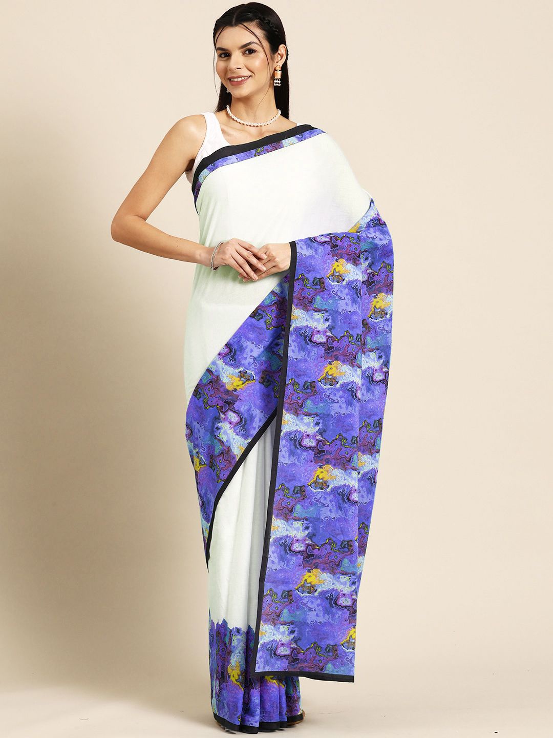 

BUTA BUTI Abstract Pure Cotton Saree, Purple