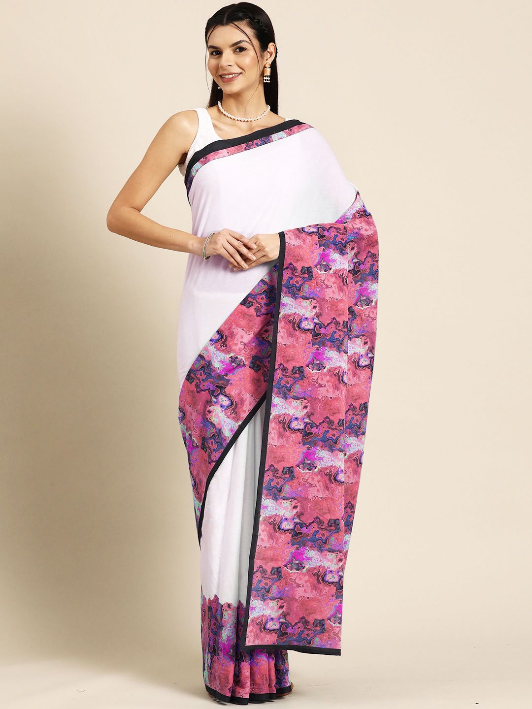 

BUTA BUTI Solid Pure Cotton Saree, Red