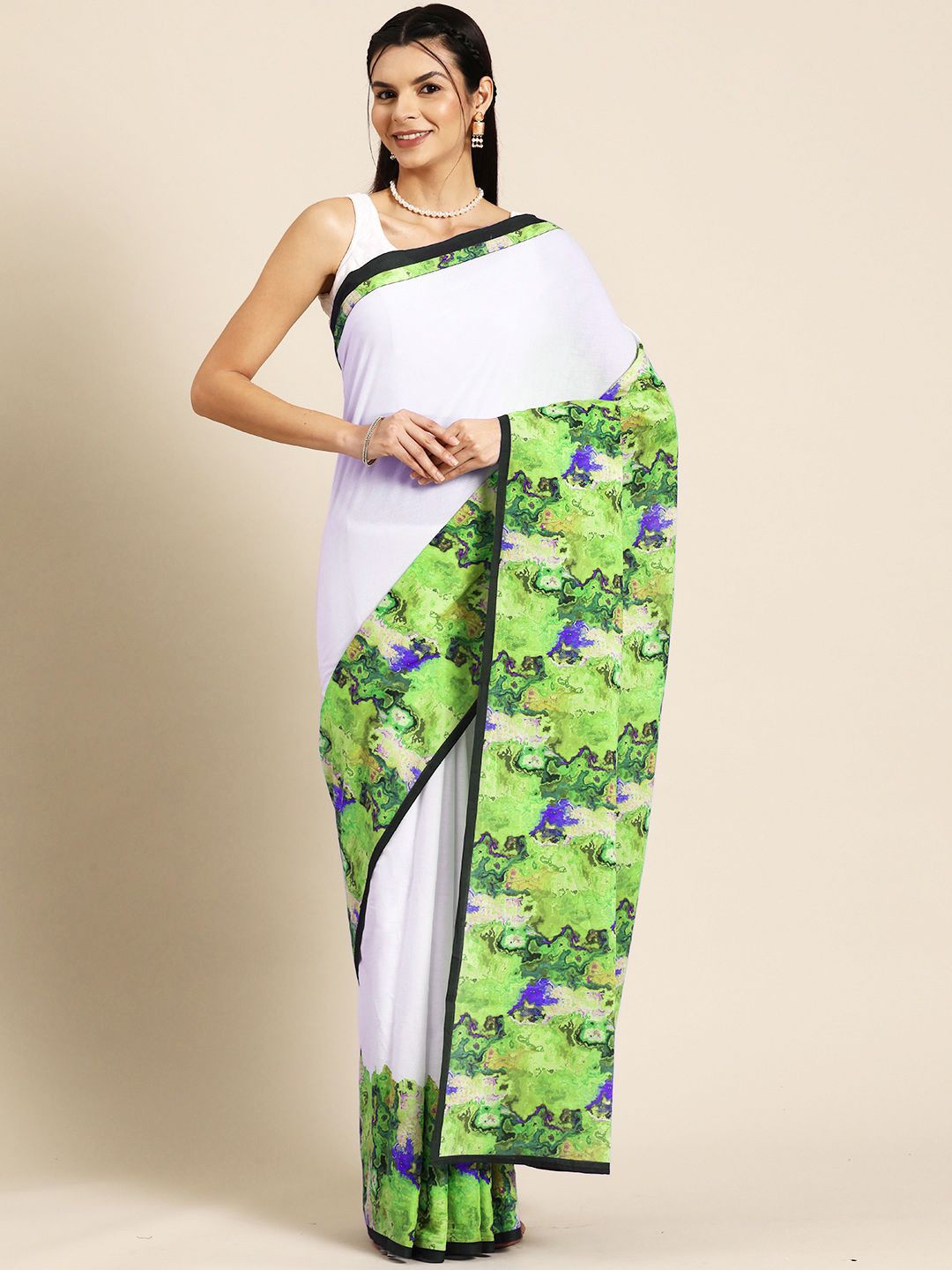 

BUTA BUTI Abstract Pure Cotton Saree, Green