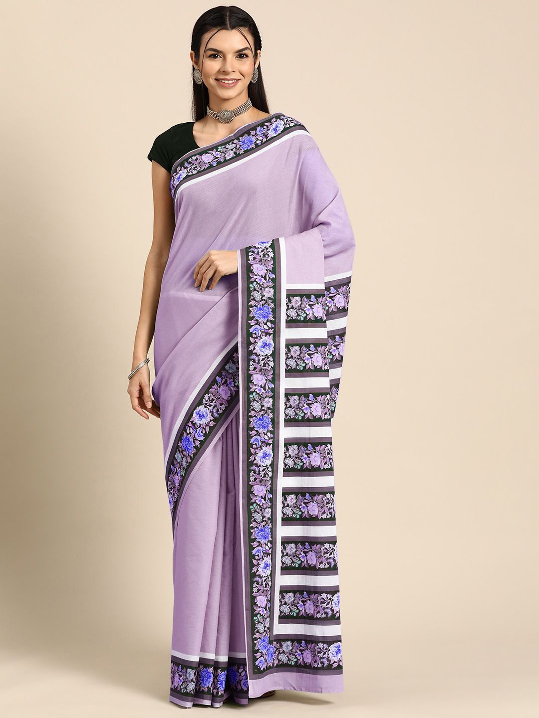 

BUTA BUTI Ethnic Motif Pure Cotton Saree, Purple