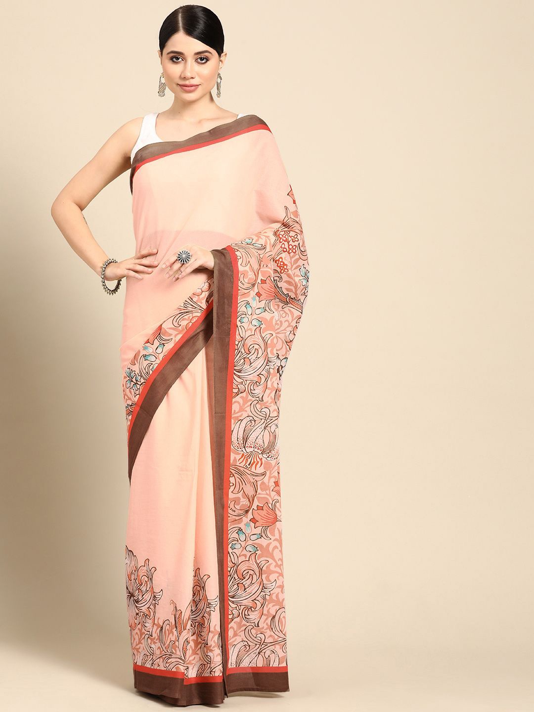 

BUTA BUTI Ethnic Motifs Printed Pure Cotton Saree, Mauve