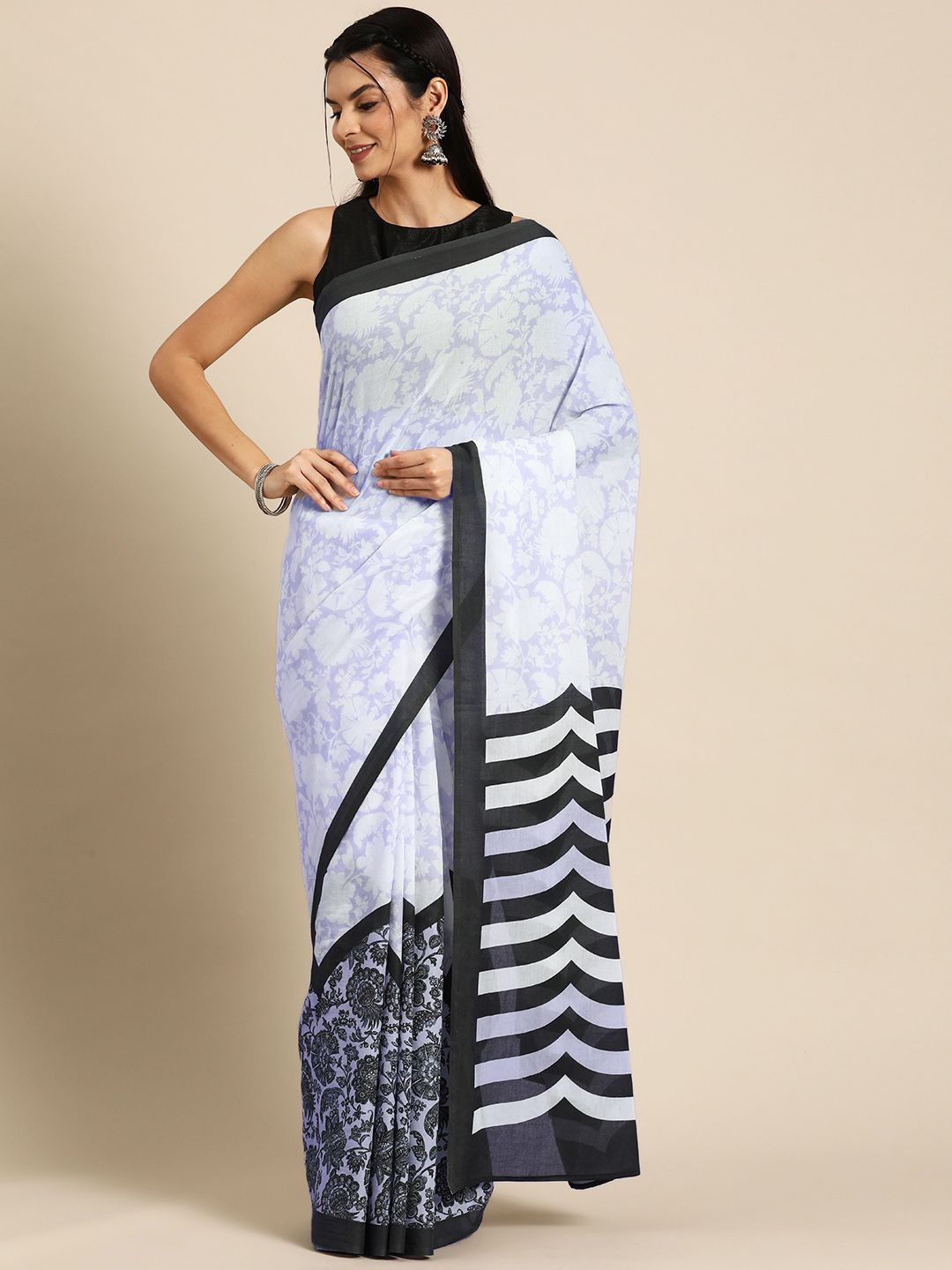 

BUTA BUTI Ethnic Motif Pure Cotton Saree, Blue