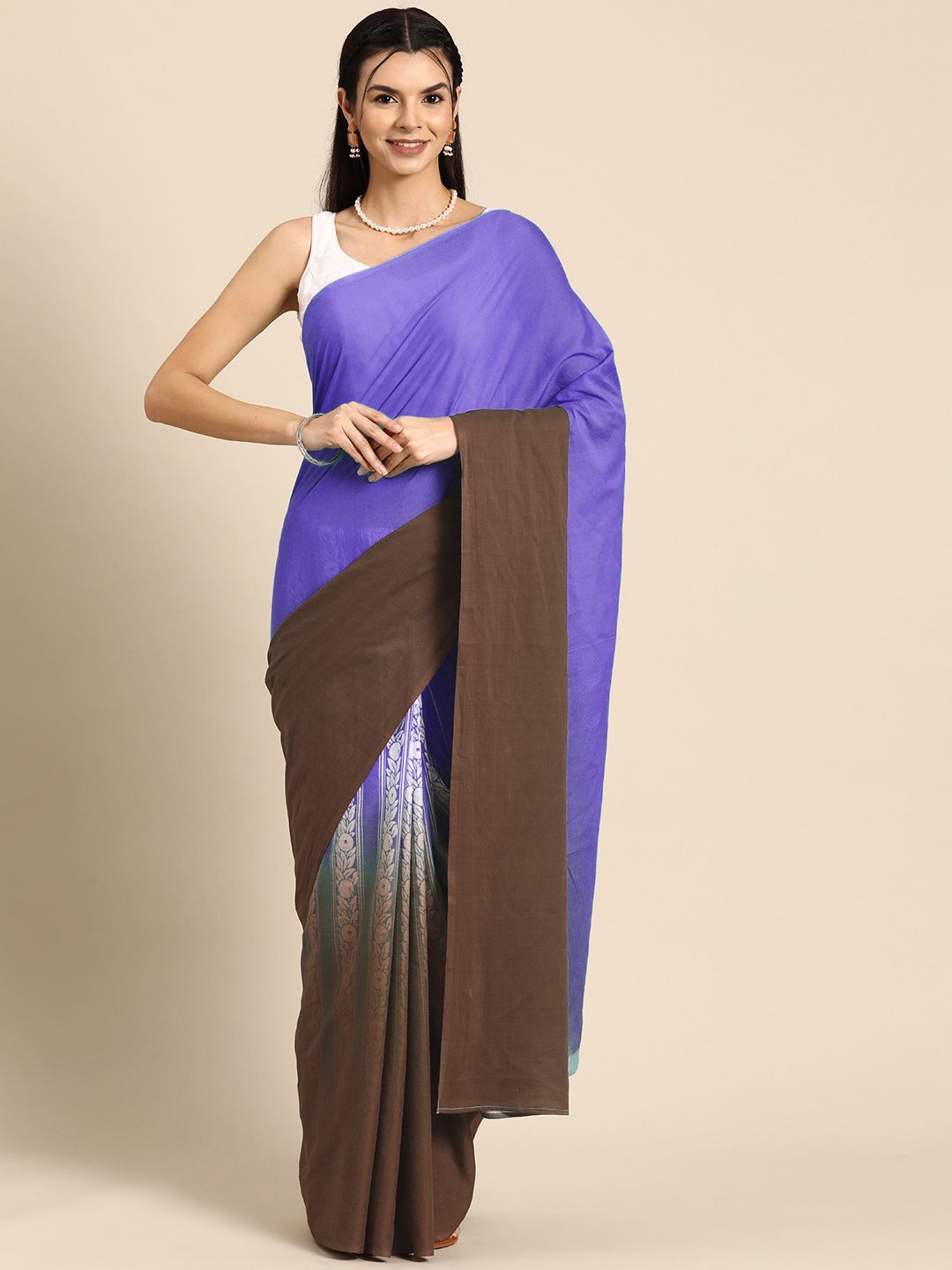 

BUTA BUTI Ombre Dyed Pure Cotton Saree, Purple