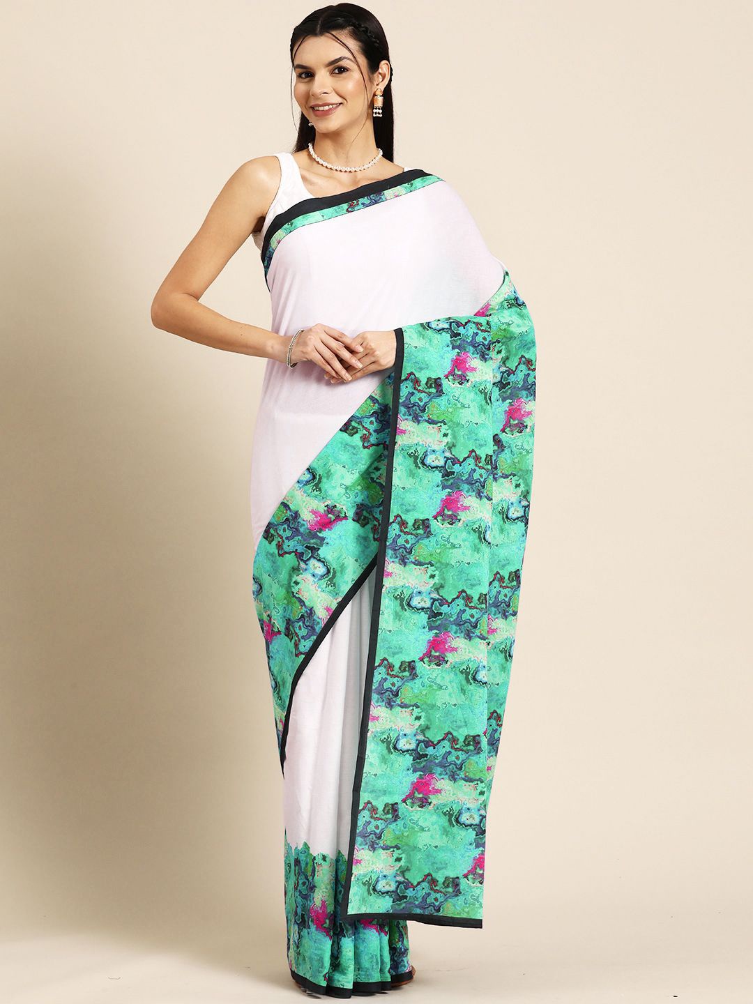 

BUTA BUTI Abstract Pure Cotton Saree, Green