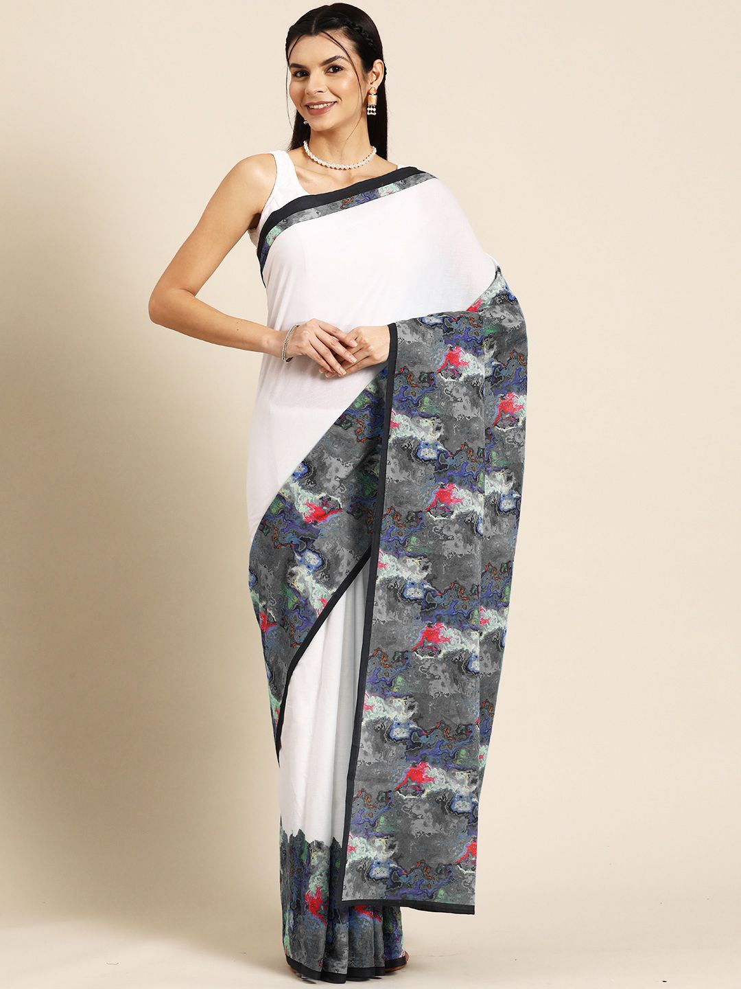 

BUTA BUTI Abstract Pure Cotton Saree, Black