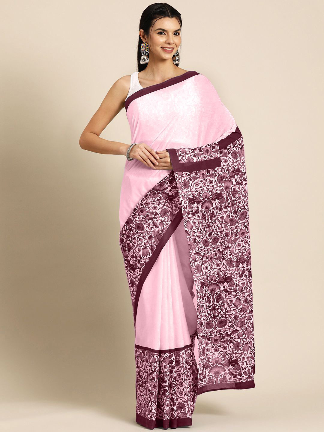 

BUTA BUTI Ethnic Motif Pure Cotton Saree, Pink