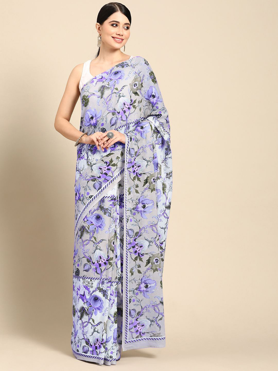 

BUTA BUTI Ethnic Motif Pure Cotton Saree, Grey