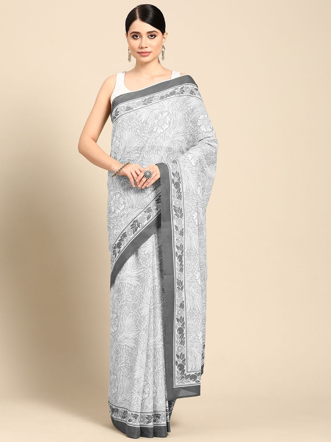 

BUTA BUTI Ethnic Motif Pure Cotton Saree, Grey