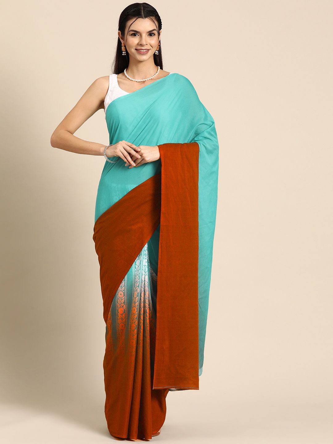 

BUTA BUTI Ombre Pure Cotton Saree, Red