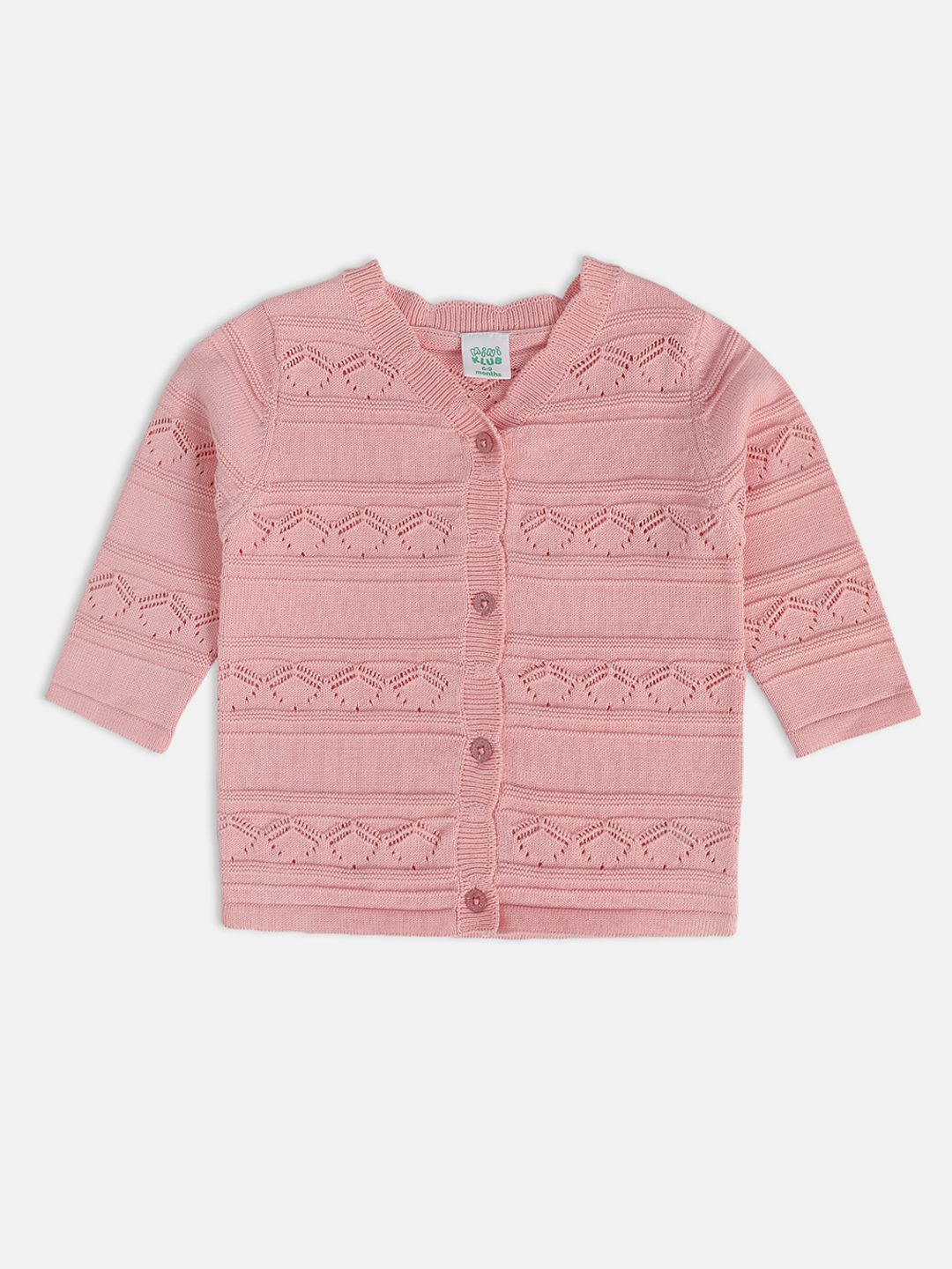 

MINI KLUB Girls Self Design Cardigan Sweaters, Pink