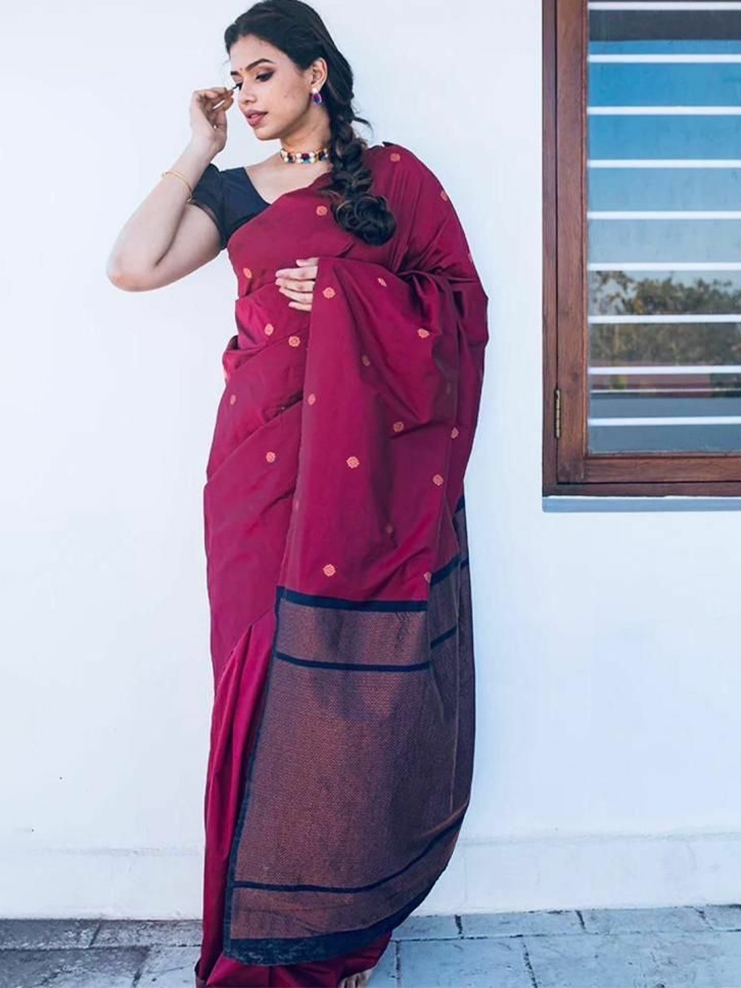 

Sanwariya Silk Ethnic Motifs Zari Kanjeevaram Saree, Magenta