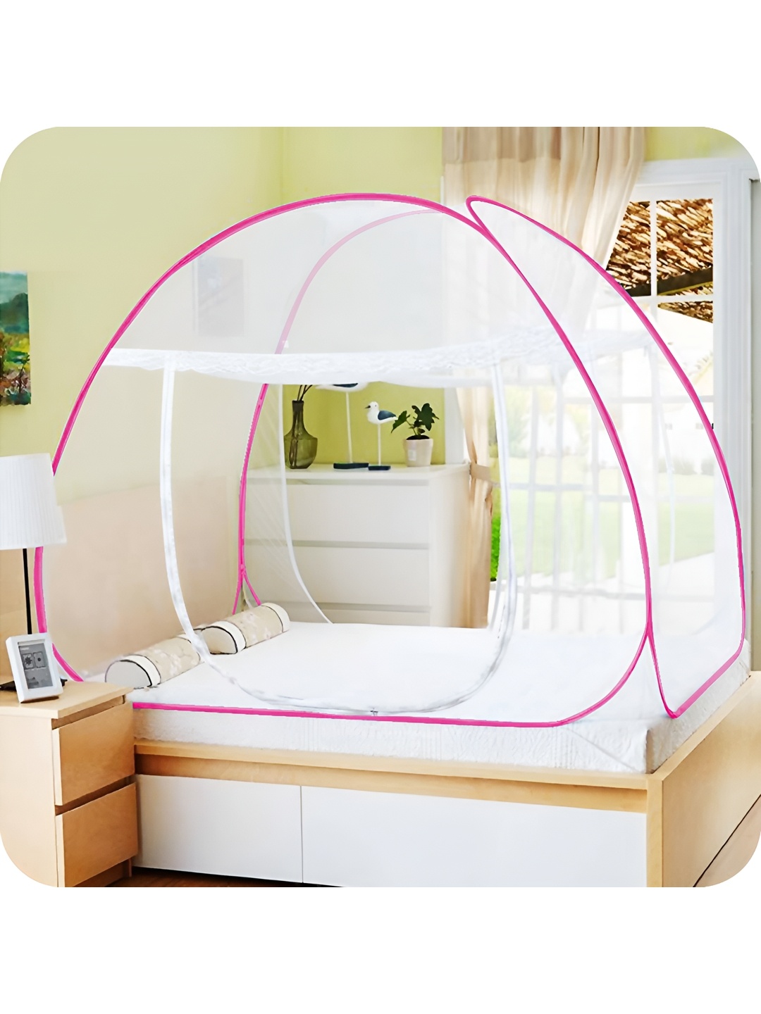 

Aetrius Pink & white King Size Tent Mosquito Net