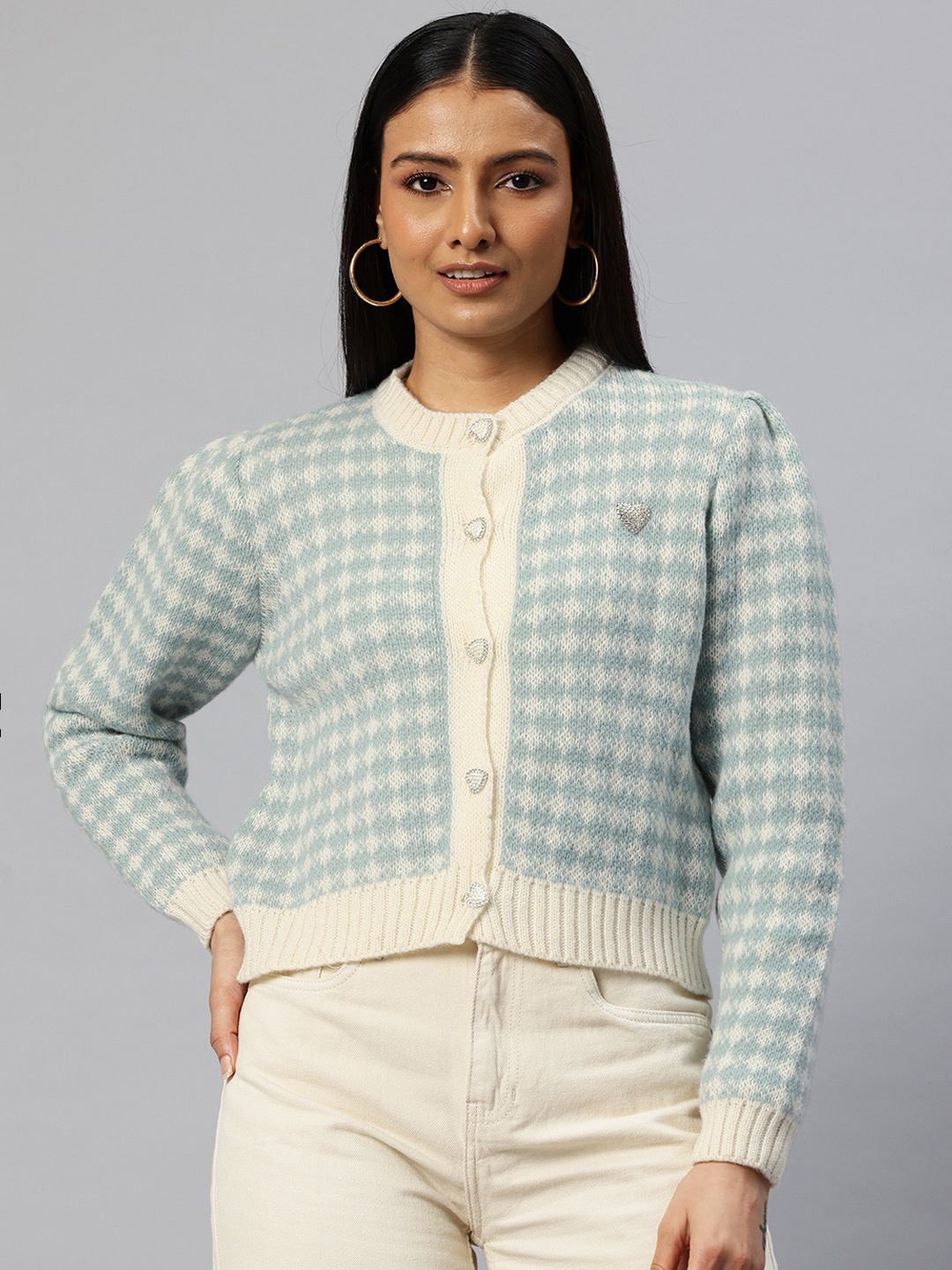 

Pierre Carlo Crop Cardigan, Blue