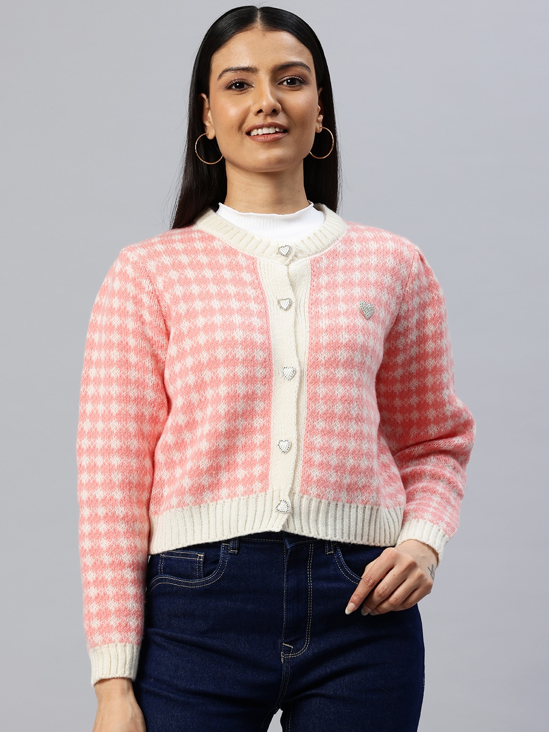 

Pierre Carlo Acrylic Crop Cardigan, Pink