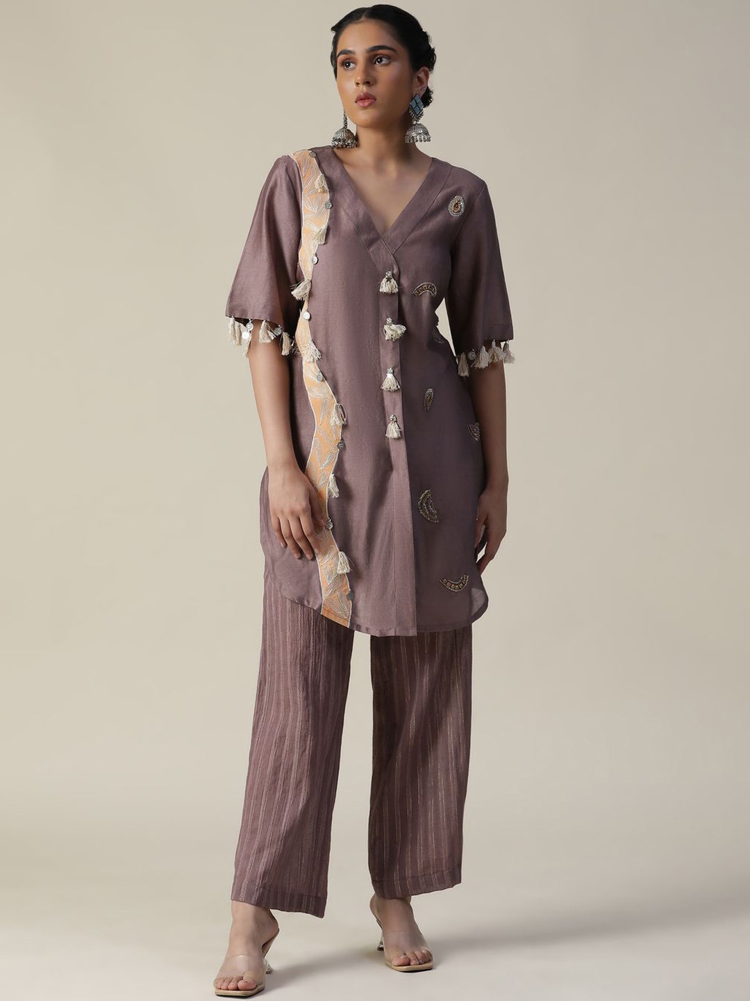 

ARPITA SULAKSHANA Embellished Tunic With Palazzos, Taupe