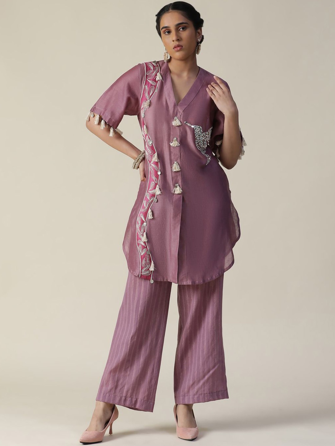 

ARPITA SULAKSHANA Embellished Tunic With Palazzos, Mauve