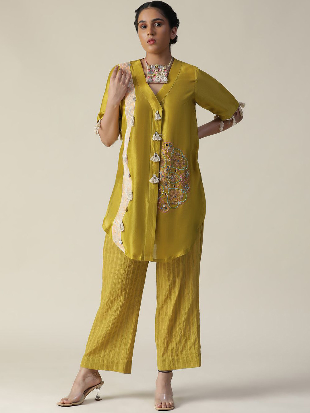 

ARPITA SULAKSHANA Embellished Tunic With Palazzos, Mustard