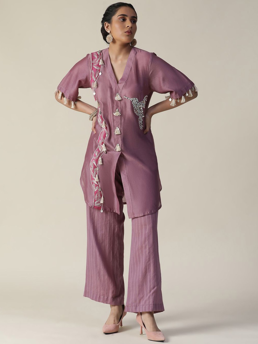 

ARPITA SULAKSHANA Embellished Tunic With Palazzos, Mauve