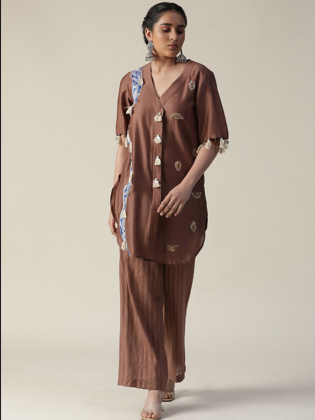 

ARPITA SULAKSHANA Embroidered Tunic With Trouser, Brown