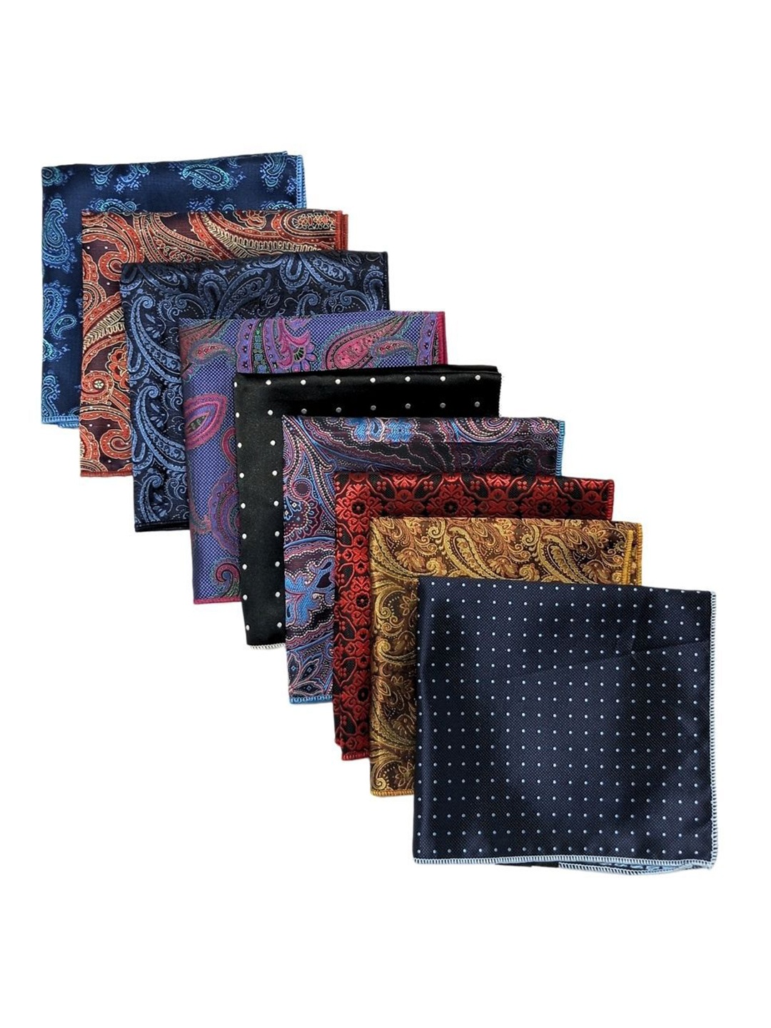 

The Tie Hub Pack Of 9 Printed Pocket Squares, Blue