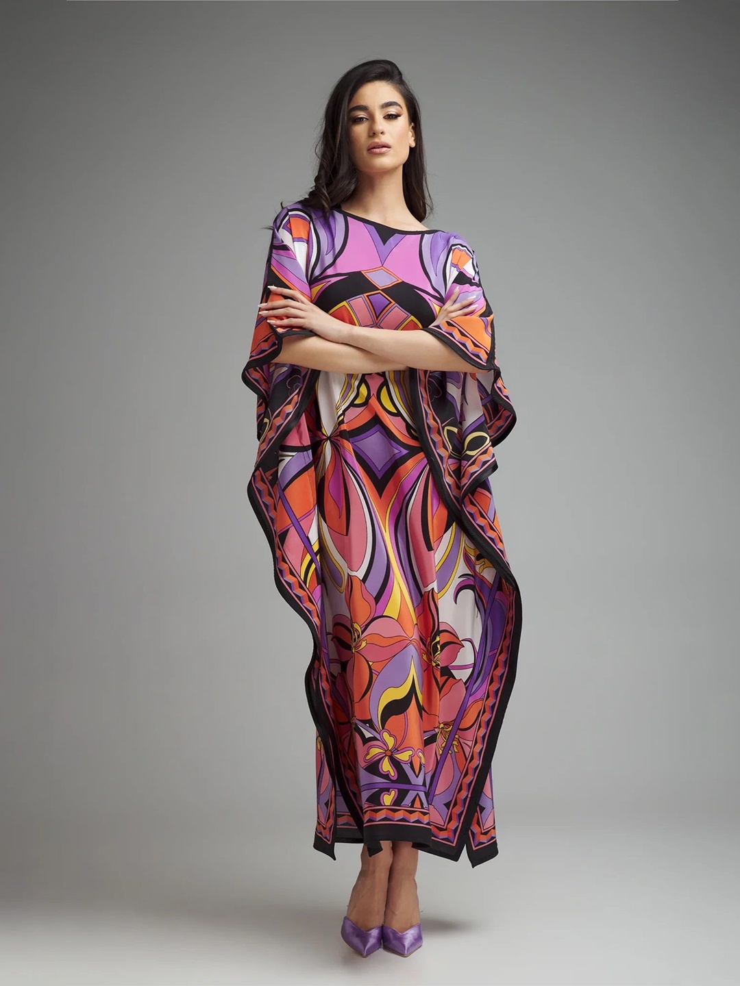 

Navvi Bohemian Printed Kaftan Maxi Dress, Multi