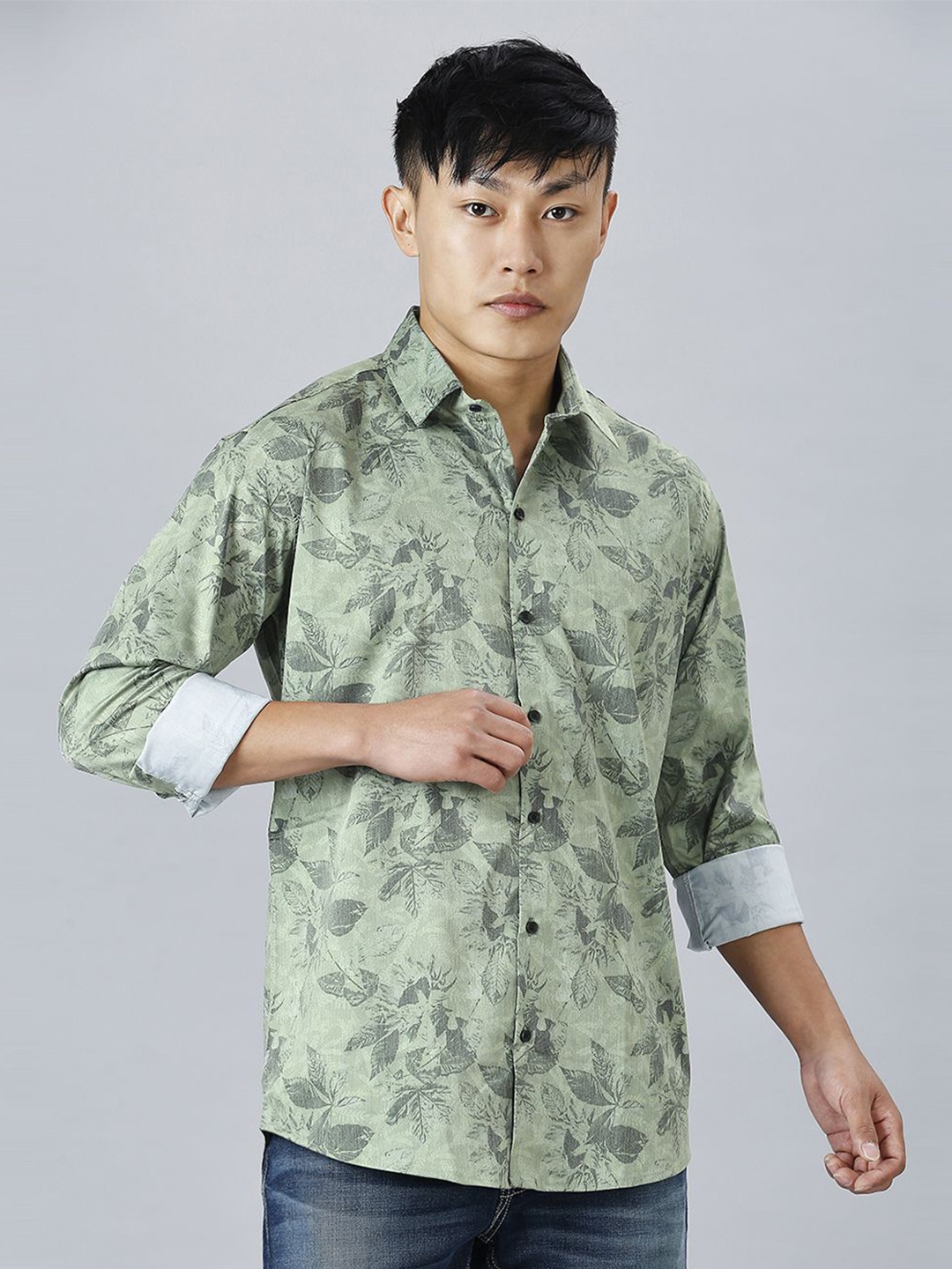 

TRYBUY.IN Men Standard Floral Printed Opaque Casual Shirt, Green