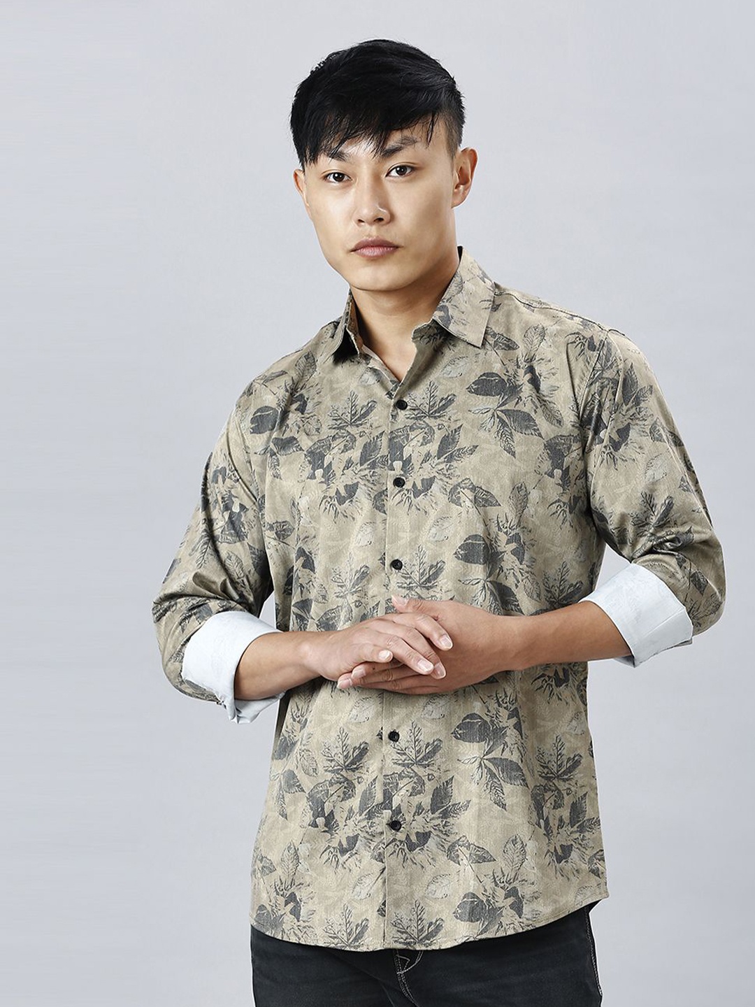 

TRYBUY.IN Men Standard Opaque Printed Casual Shirt, Grey