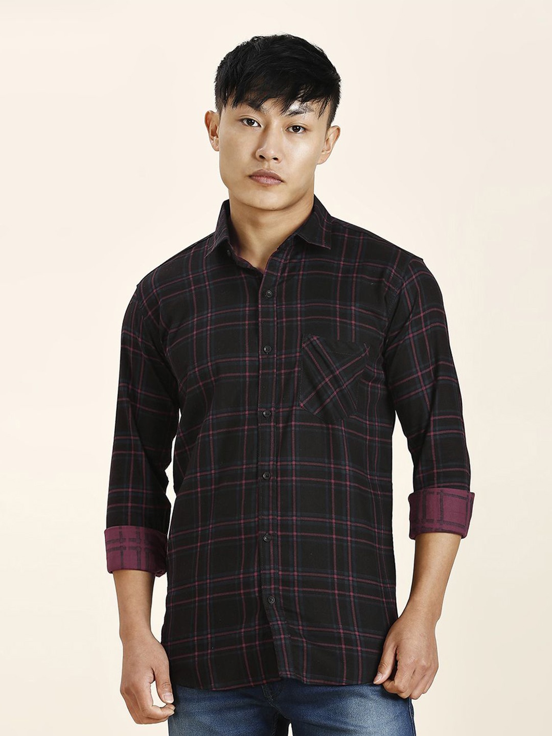 

TRYBUY.IN Men Standard Tartan Checks Opaque Checked Casual Shirt, Black