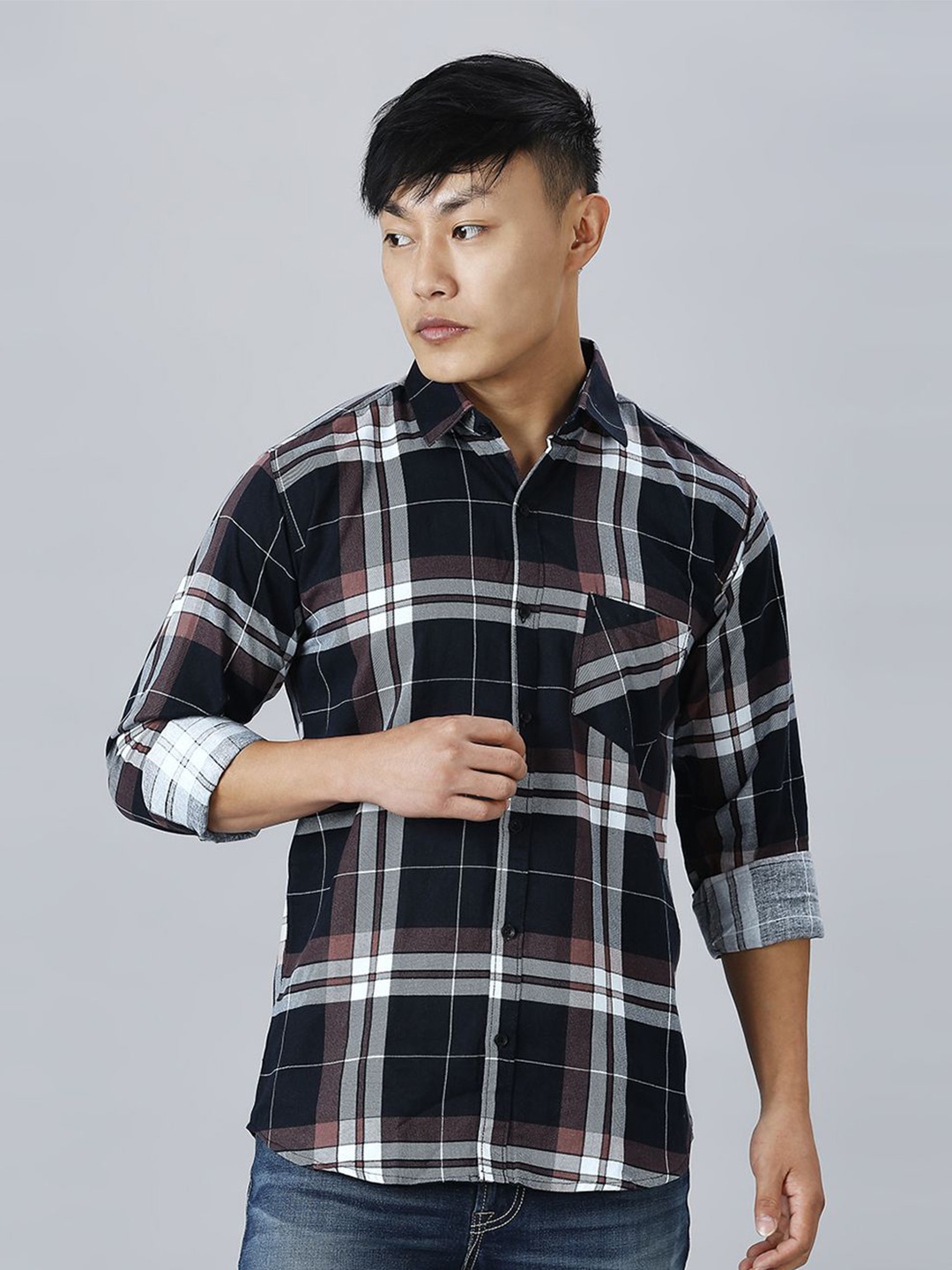 

TRYBUY.IN Men Standard Tartan Checks Opaque Checked Casual Shirt, Black