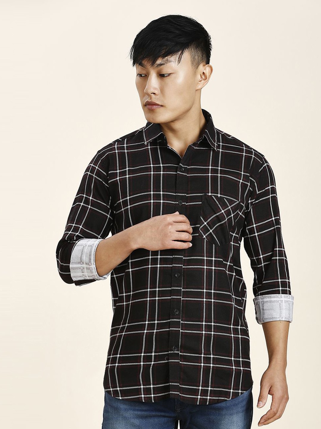 

TRYBUY.IN Men Standard Tartan Checks Opaque Checked Casual Shirt, Black