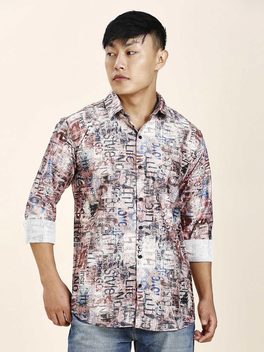 

TRYBUY.IN Men Standard Opaque Printed Casual Shirt, White