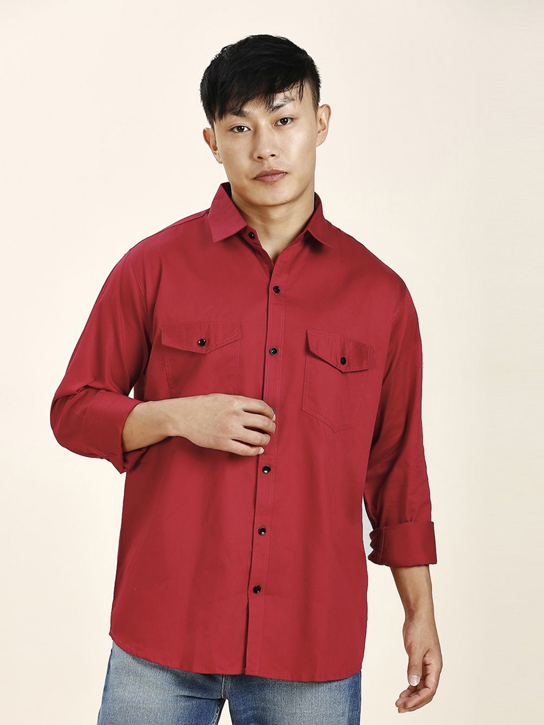 

TRYBUY.IN Men Standard Opaque Casual Shirt, Red