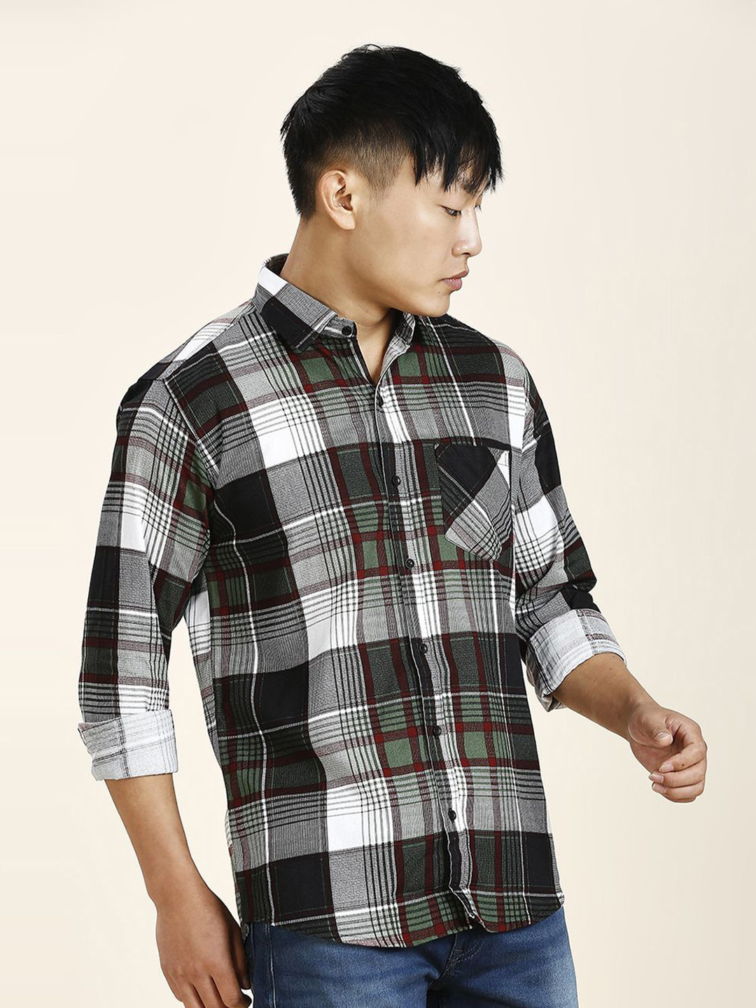 

TRYBUY.IN Men Standard Tartan Checks Opaque Checked Casual Shirt, White
