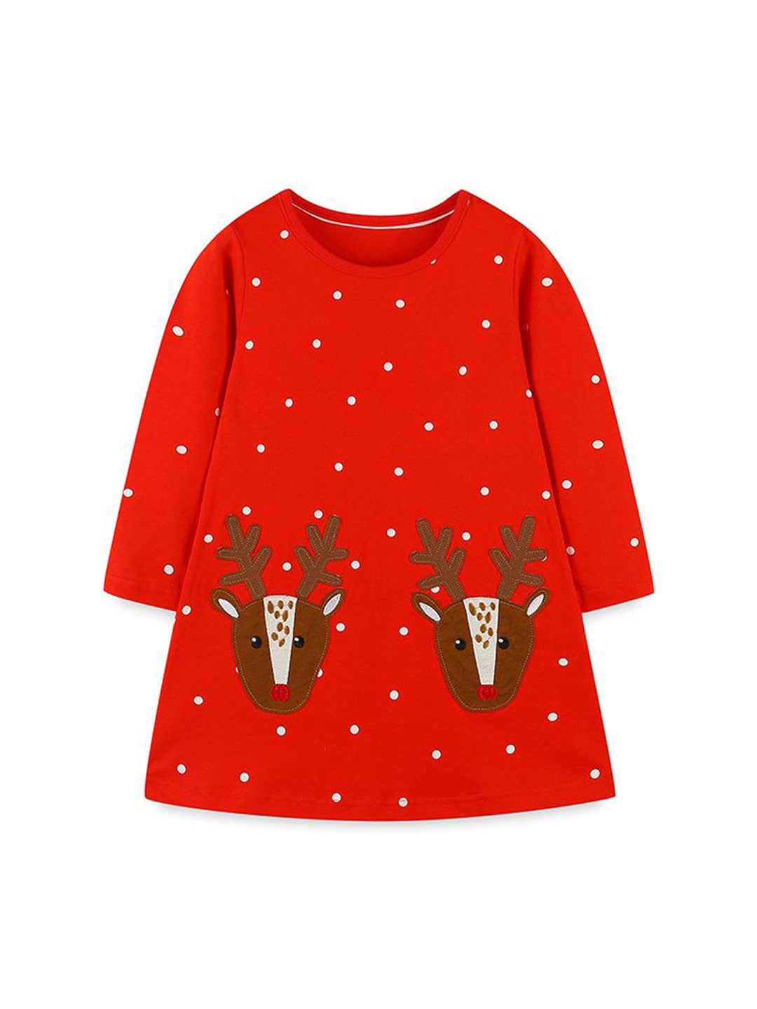 

StyleCast Girls Polka Dots Round Neck Long Sleeves A-Line Dress, Red