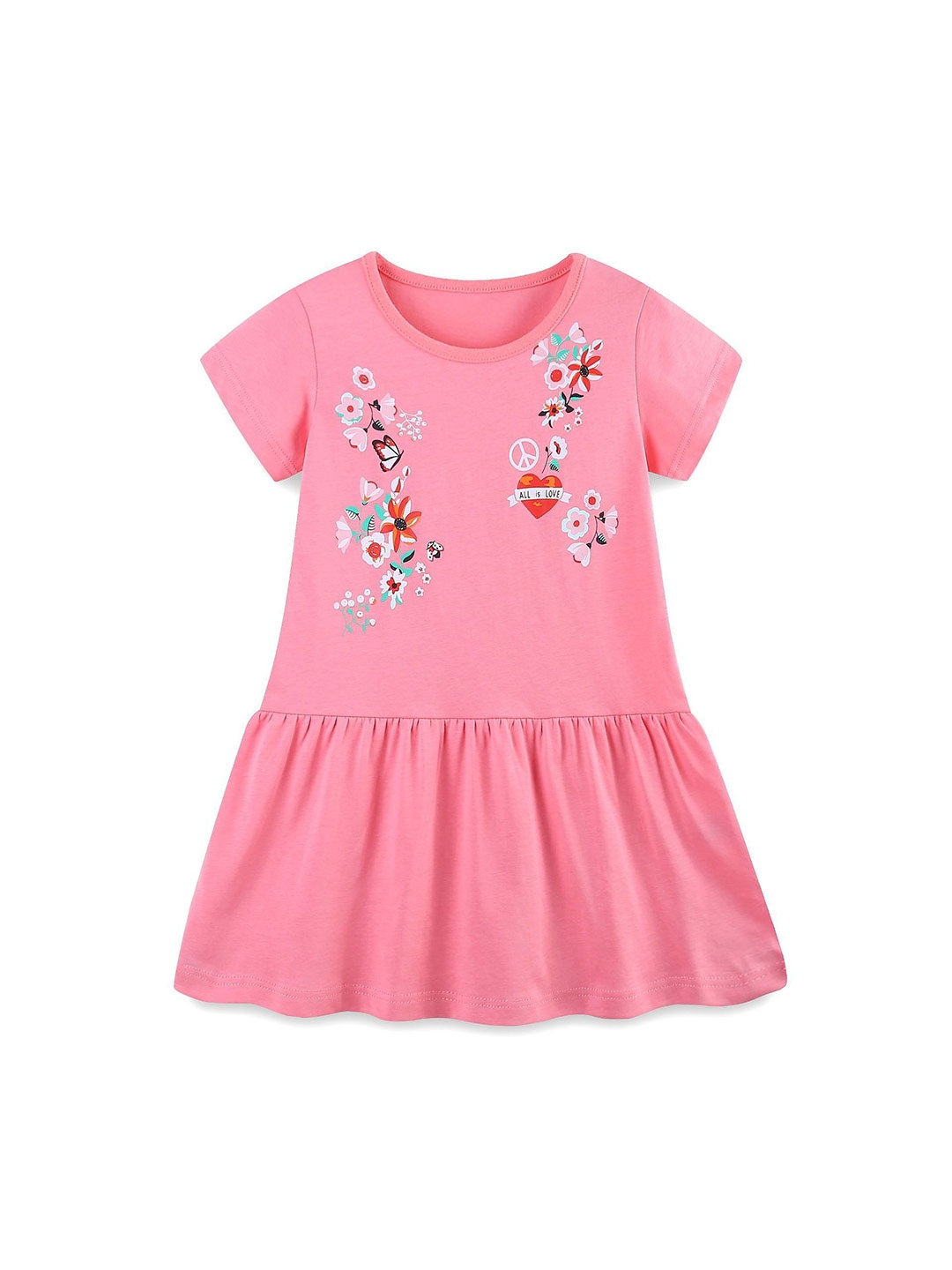 

StyleCast Girls Short Sleeves Printed Drop-Waist Dress, Pink