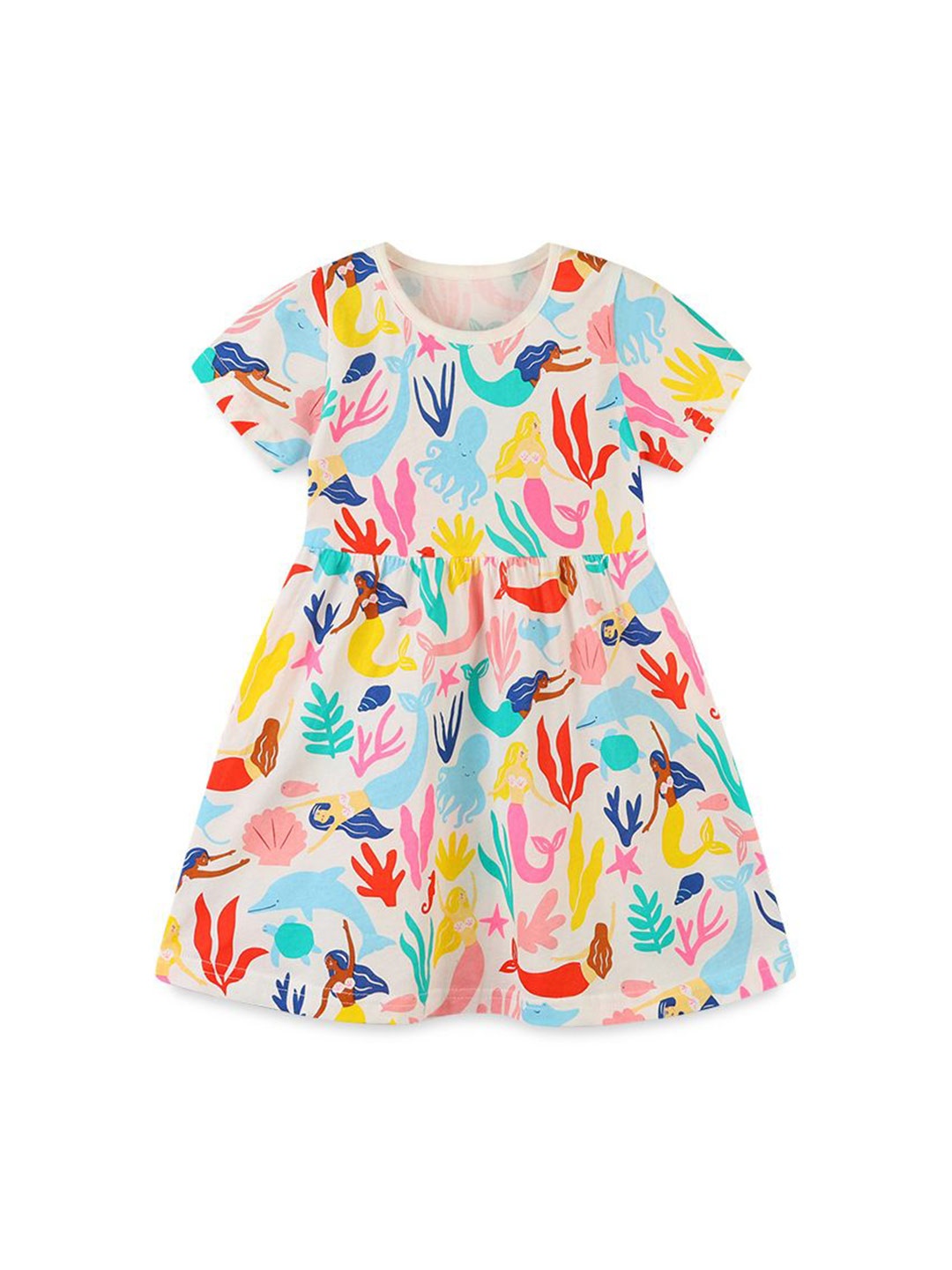 

StyleCast Girls Printed Short Sleeves Fit and Flare Dress, White