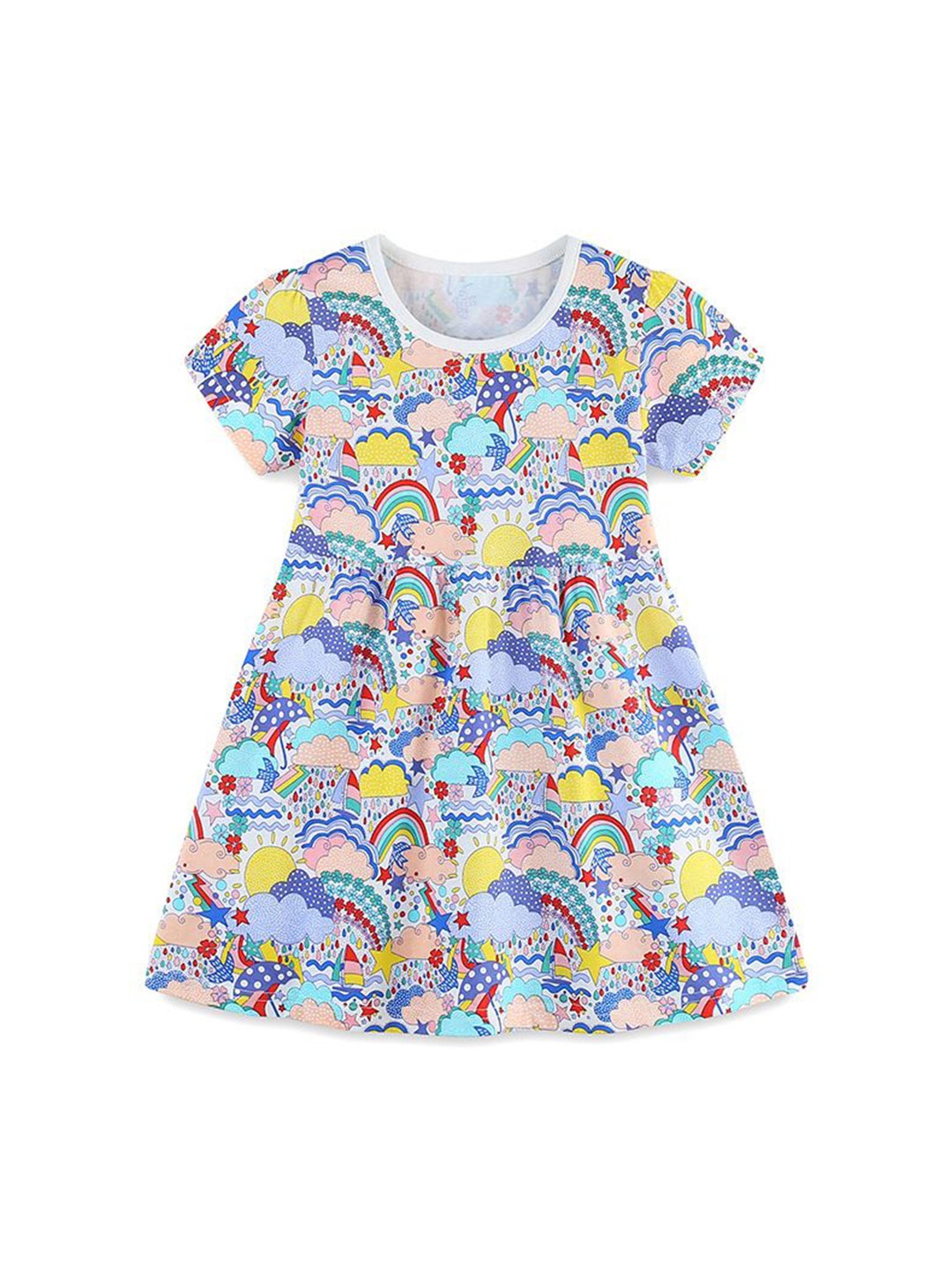 

StyleCast Girls Printed Short Sleeves Fit and Flare Dress, Blue