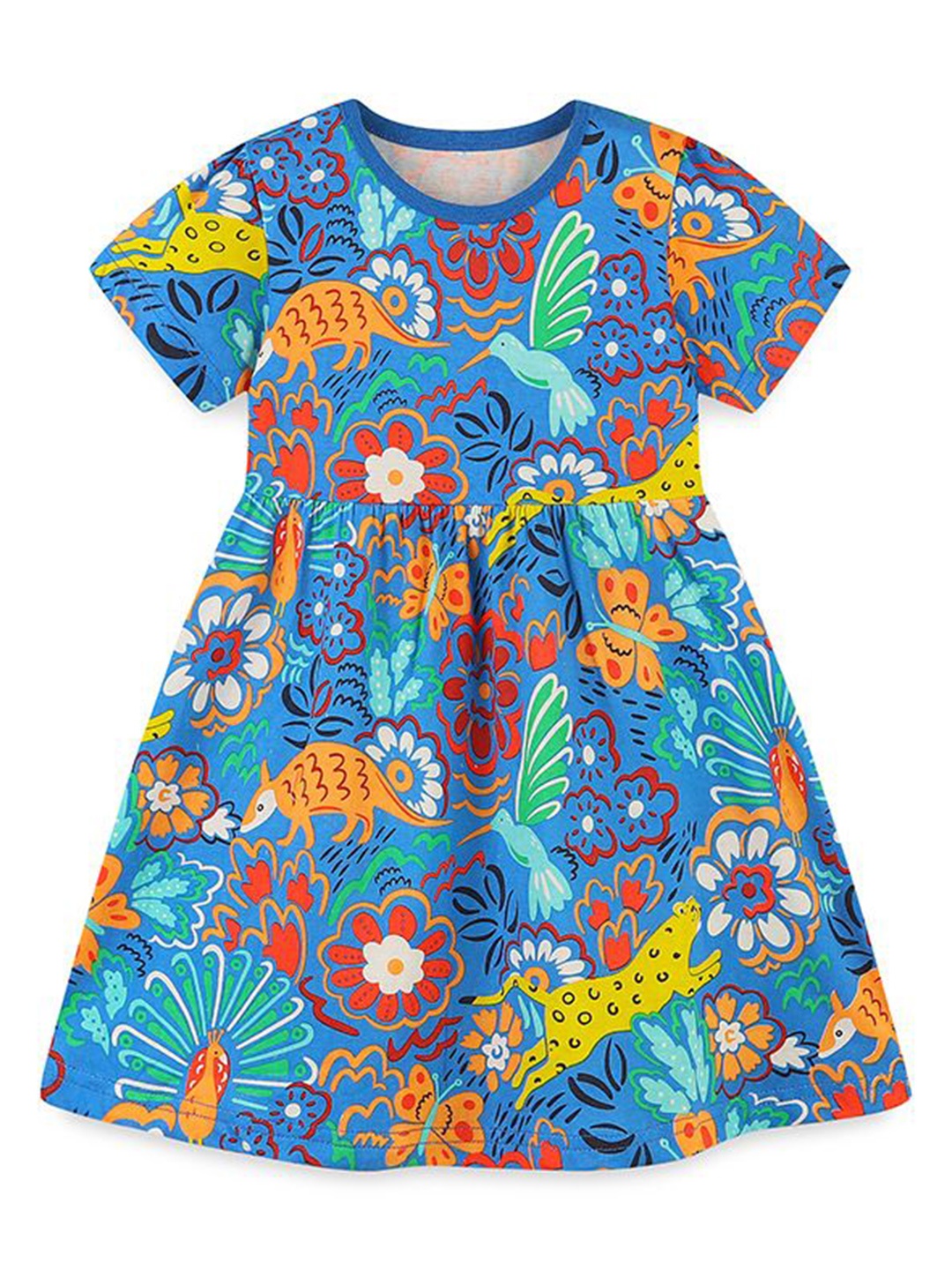 

StyleCast Girls Ethnic Motifs Knee Length Round Neck A-Line Dress, Blue