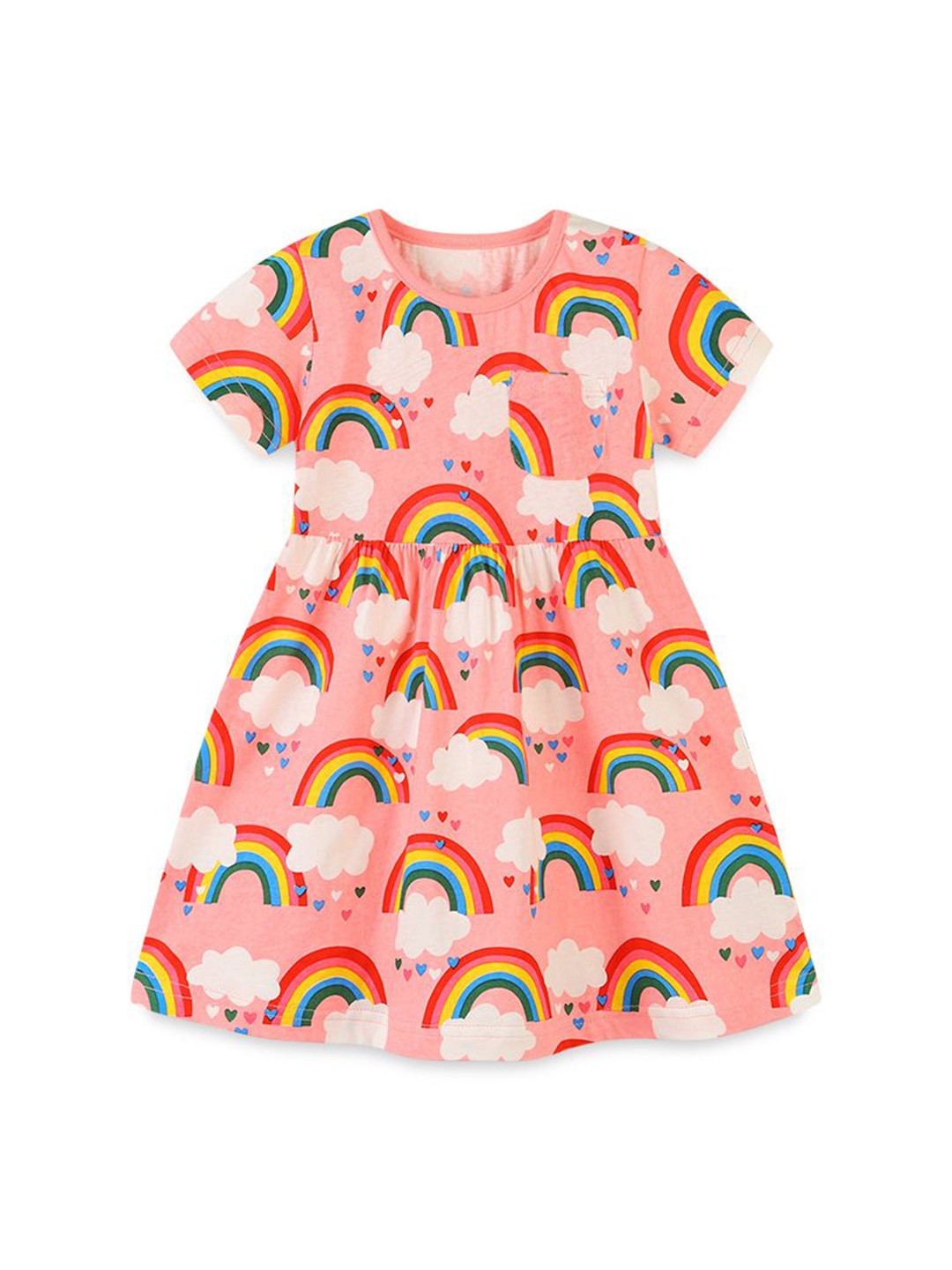 

StyleCast Girls Printed Short Sleeves Cotton A-Line Dress, Pink