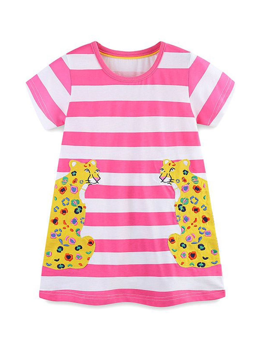 

StyleCast Girls Striped Embroidered Cotton A-Line Dress, Pink