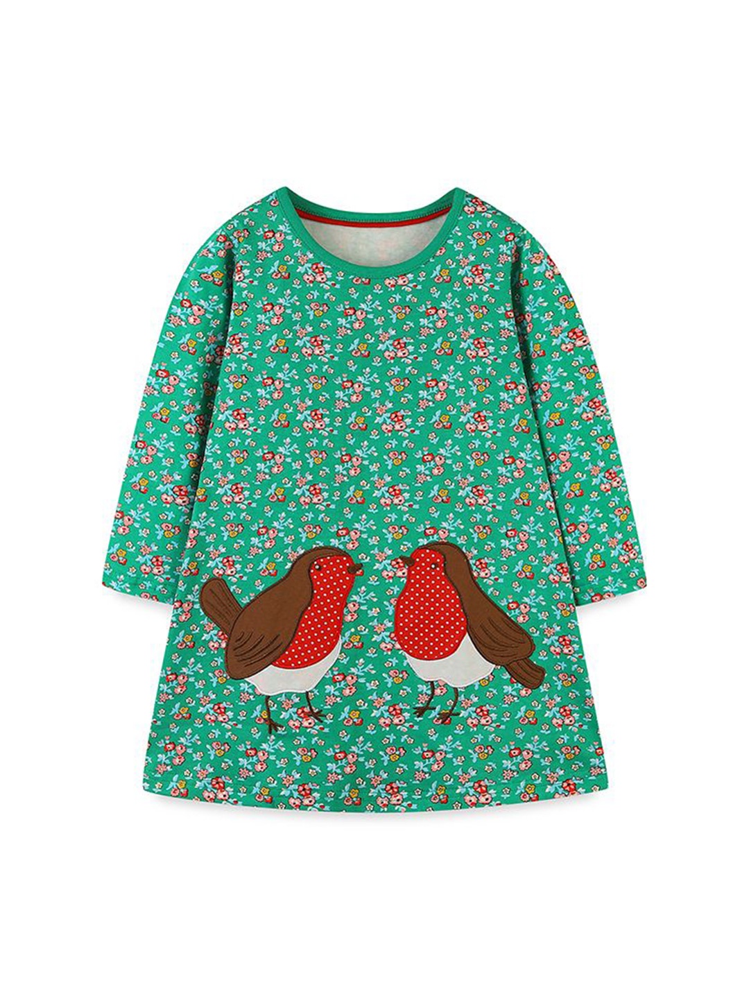 

StyleCast Girls Printed Round Neck Long Sleeves A-Line Dress, Green