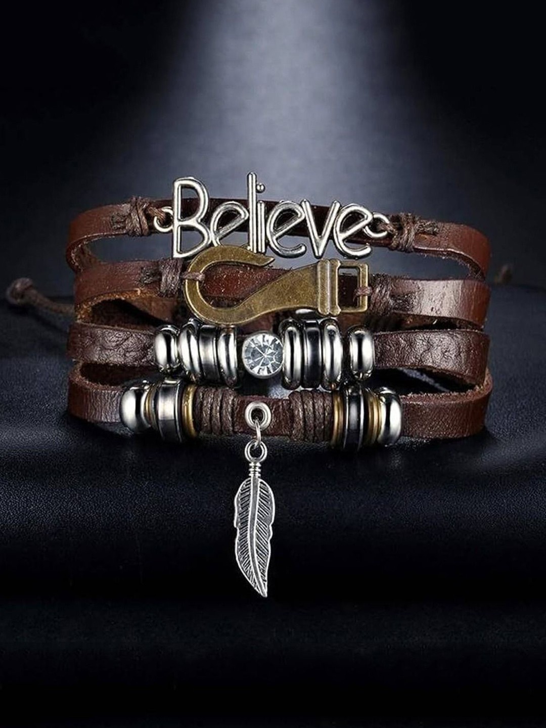 

Krelin Men Stainless Steel Multistrand Bracelet, Coffee brown